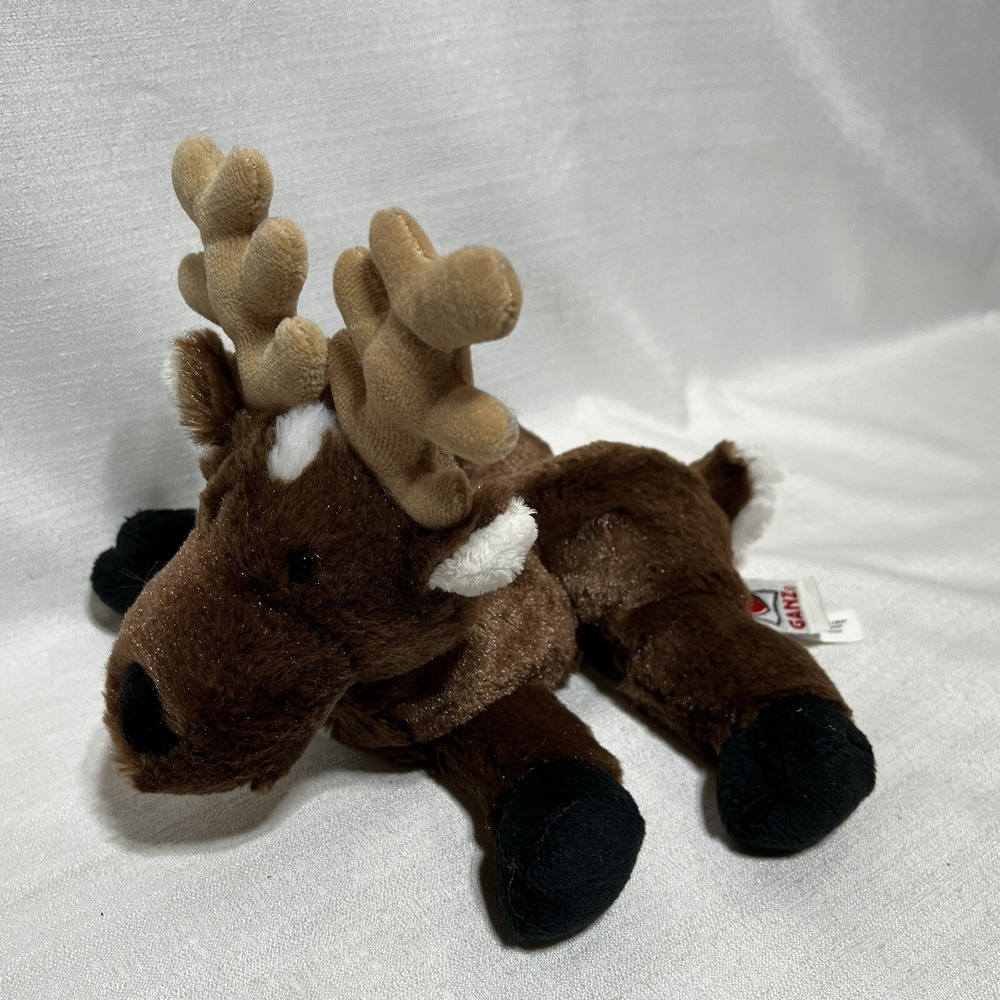 GANZ Webkinz Plush Reindeer Deer Stuffed Animal 8" Brown NO CODE Soft Toy